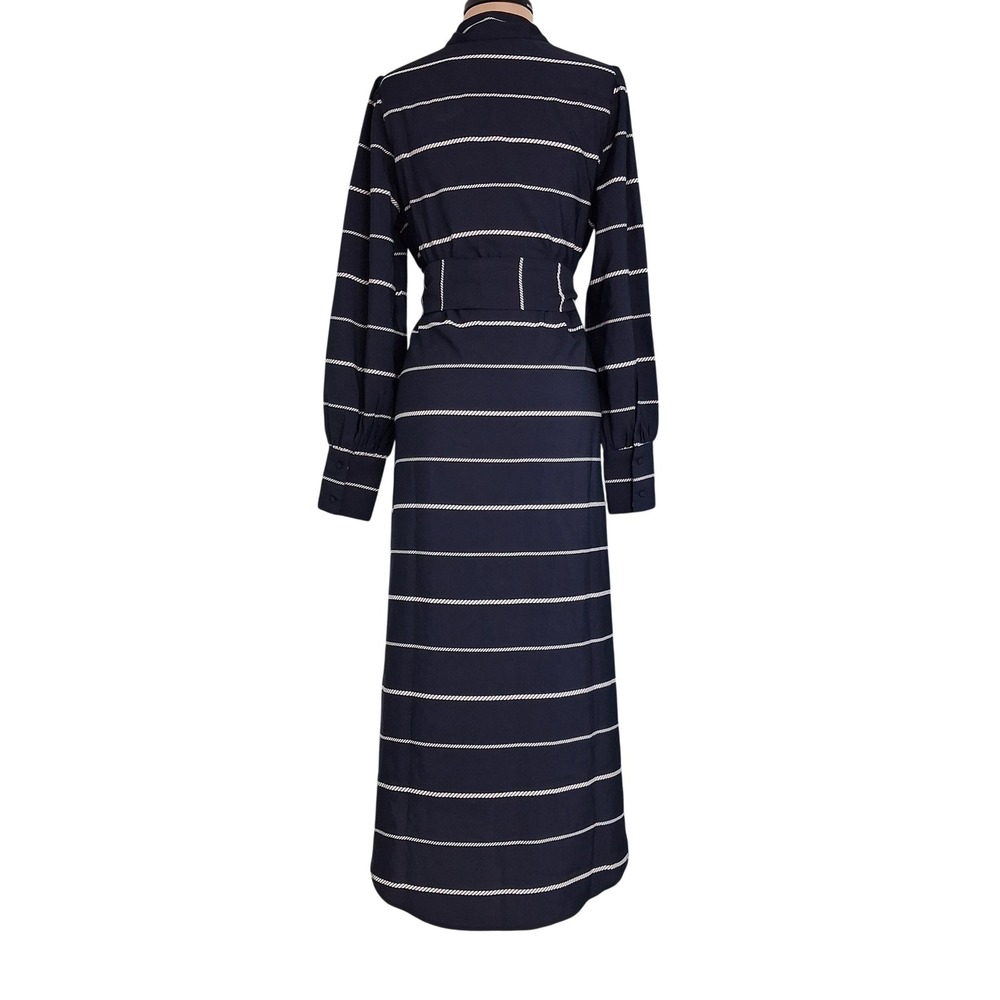 Vineyard Vines Coastal Nautical Rope Print Belted Midi Dress Womens Sz M NWT - Picture 2 of 16